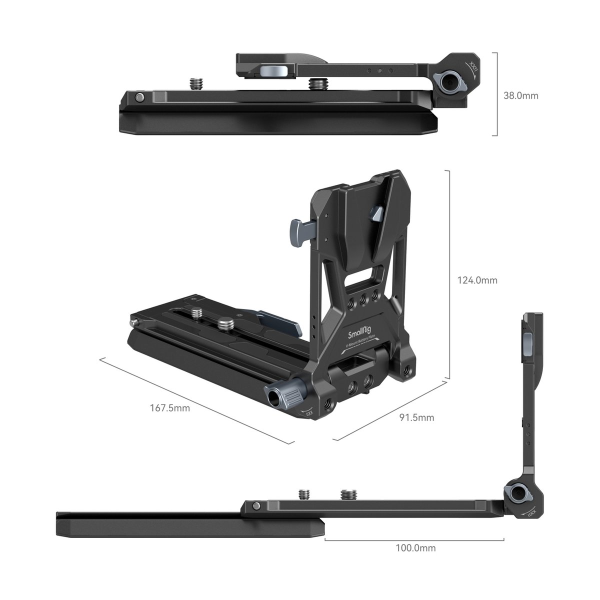 SmallRig 4323 V-Mount Battery Mount Plate Kit für Cinema Cameras - Abmessungen und Ansichten des Produkts