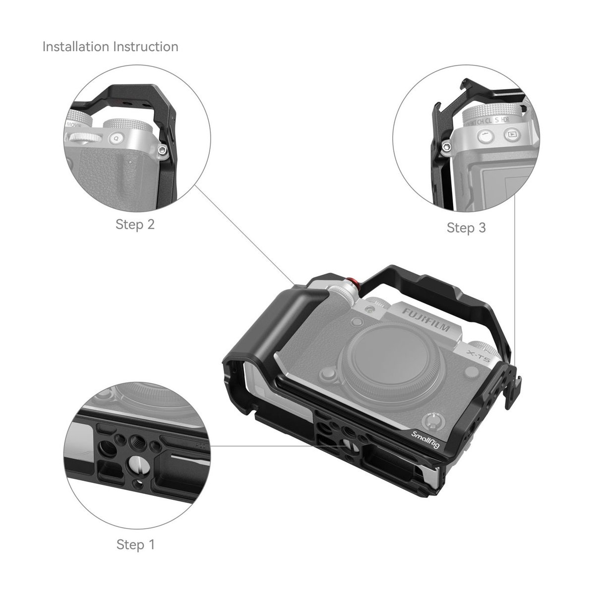 SmallRig 4135 Cage für Fujifilm X-T5 - Montageanleitung des Kamerakäfigs für Fujifilm X-T5. SmallRig 4135 Cage für Fujifilm X-T5 - Montageanleitung des Kamerakäfigs für Fujifilm X-T5.