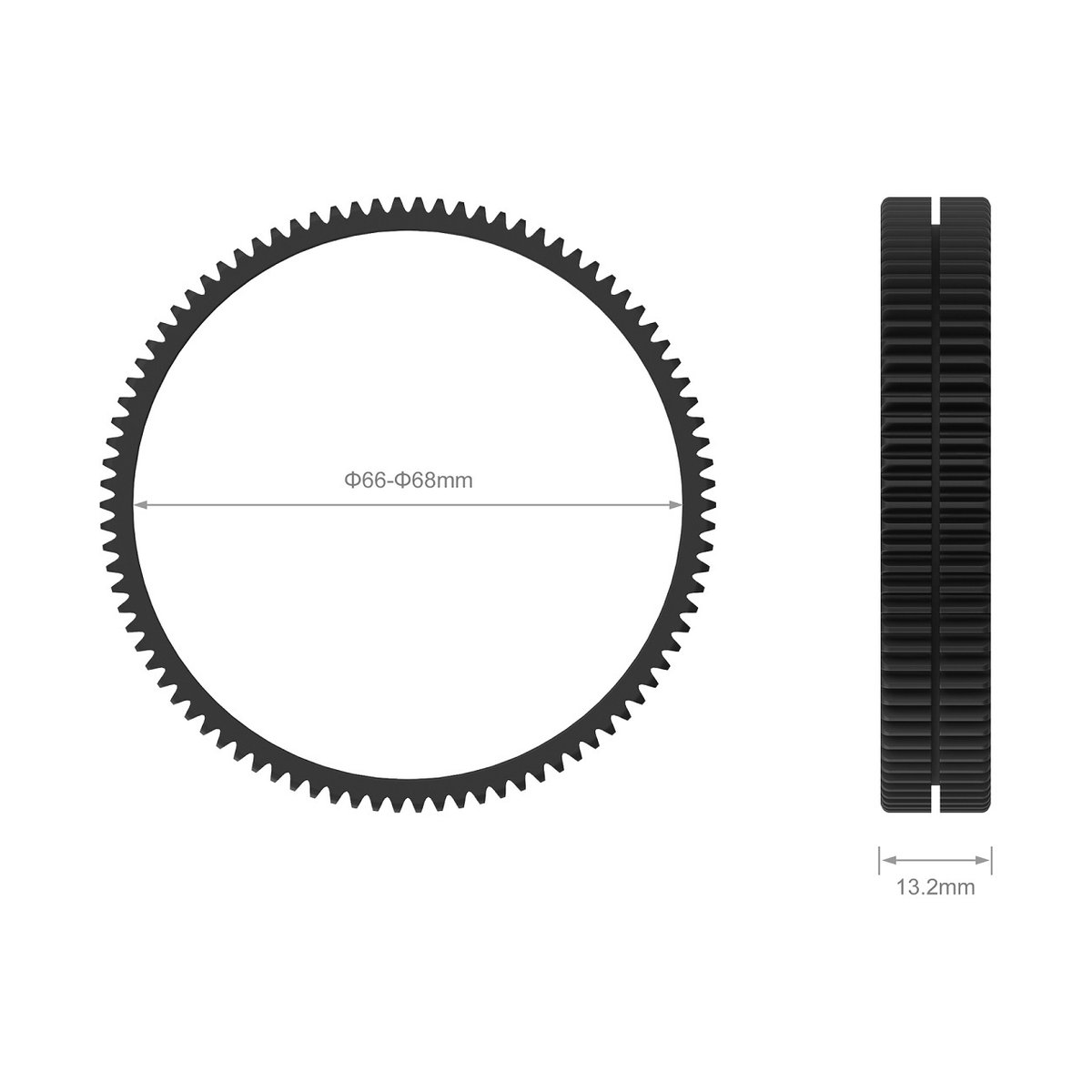 SmallRig 3292 Nahtloser Fokuszahnring Durchmesser 66-68 mm - Maßblatt des Fokus-Zahnkranzes: Ø 66-68mm und 13.2mm Dicke SmallRig 3292 Nahtloser Fokuszahnring Durchmesser 66-68 mm - Maßblatt des Fokus-Zahnkranzes: Ø 66-68mm und 13.2mm Dicke