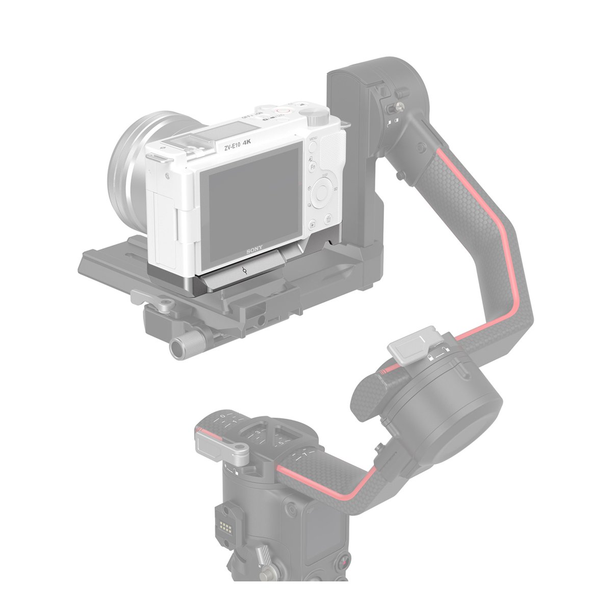 SmallRig 3524 Erweiterungsgriff Sony ZV-E10, silber - Anwendungsbeispiel: Kamera auf Gimbal (Rückseite)