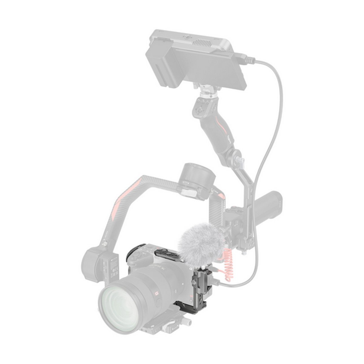 SmallRig 4770 HawkLock QR Cage Kit für Sony FX3 / FX30 - Detailansicht: Mikrofonbefestigung am Kamera-Rig