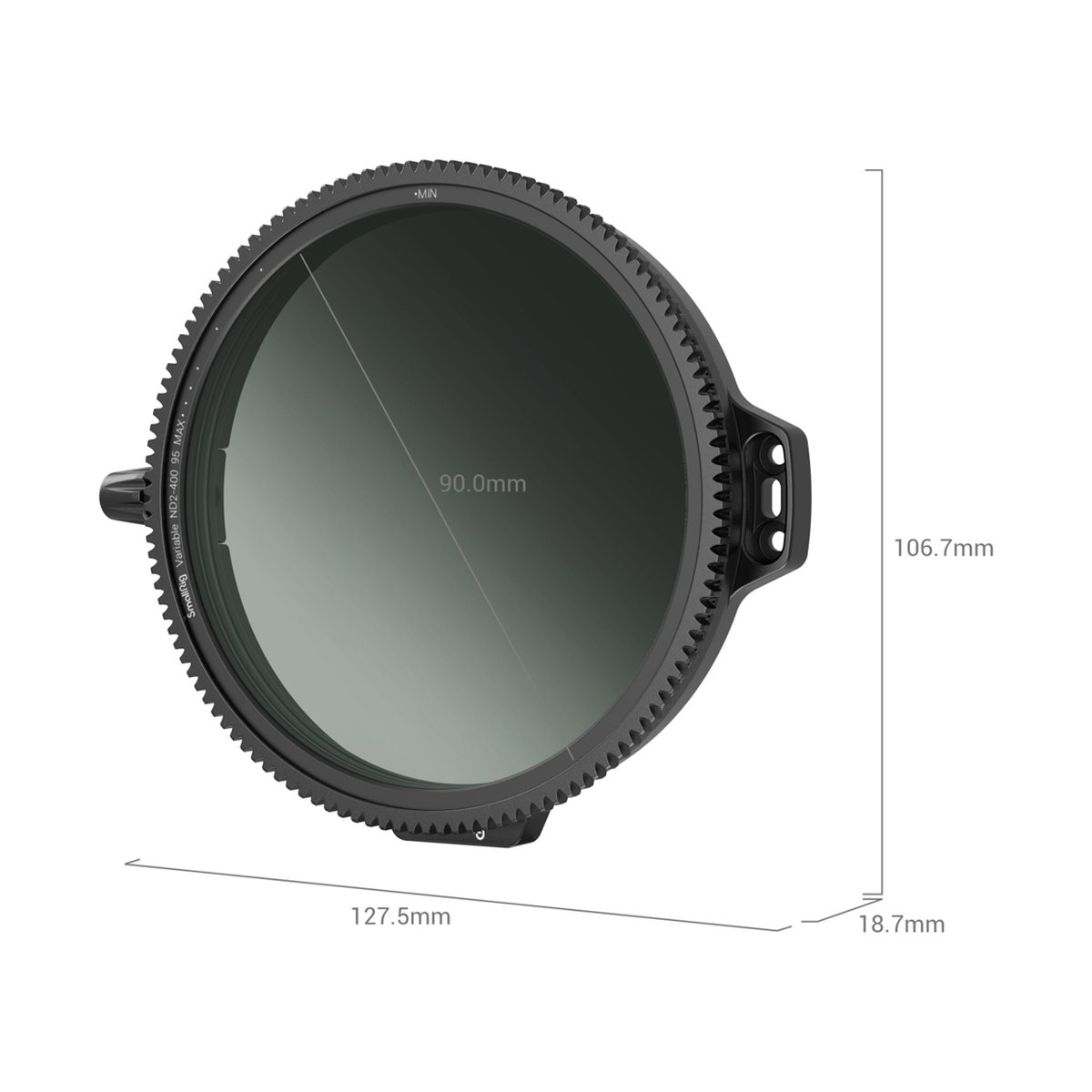 SmallRig 3864 CPL-VND Filterkit 95 mm mit Rod Clamp - Maßangaben des variablen ND-Kamerafilters
