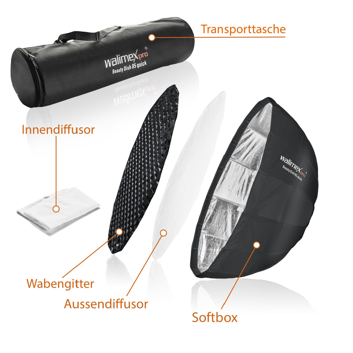 Walimex pro SL Beauty Dish Softbox QA85 Aurora/Bowens