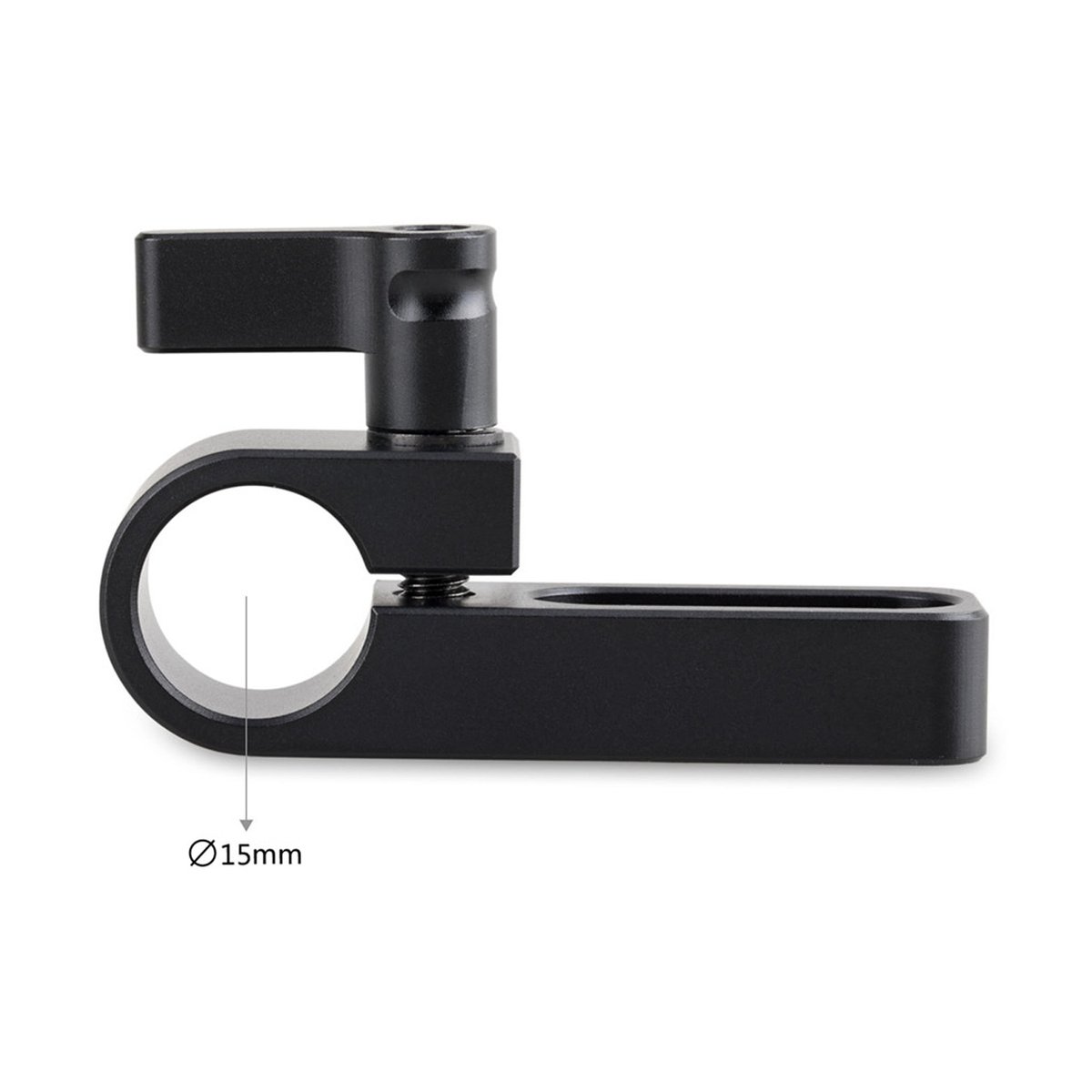 SmallRig 1549 Single 15mm Rail Clamp - Klemmhalterung, Seitenansicht mit 15mm Durchmesserangabe.