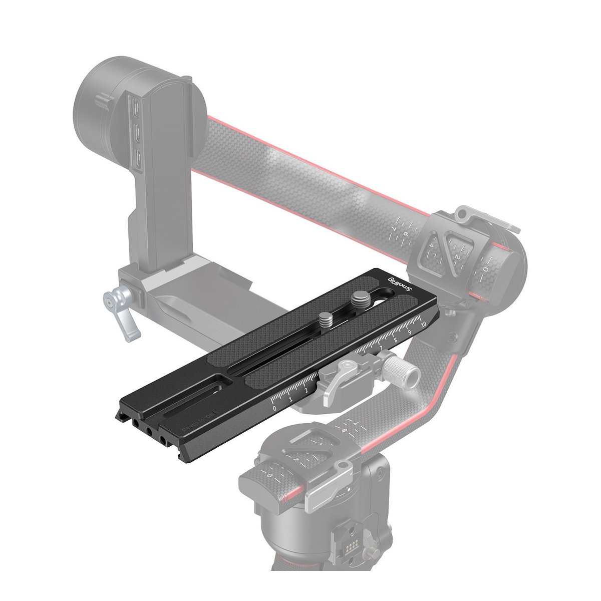 SmallRig 3031B Erweiterte QR-Platte für DJI RS 2 / Ronin-S / RS 3 / RS 3 Pro - Anwendungsbeispiel: SmallRig Kameraplatte auf Gimbal montiert.