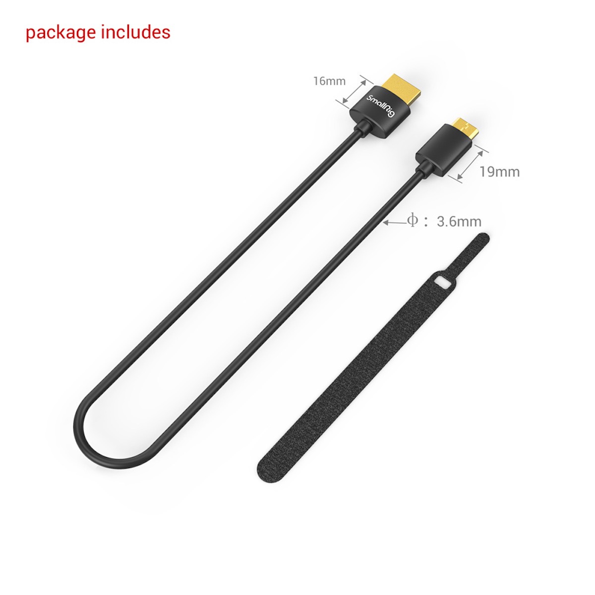 SmallRig 3040 Ultra Slim 4K HDMI 2.0 Kabel 35 cm (Typ C zu Typ A)