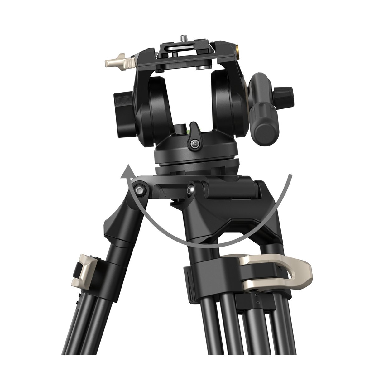 SmallRig 3751B Heavy-Duty Fluidkopf Stativ AD-01 - Detailansicht Stativkopf mit Schwenkbereich-Anzeige