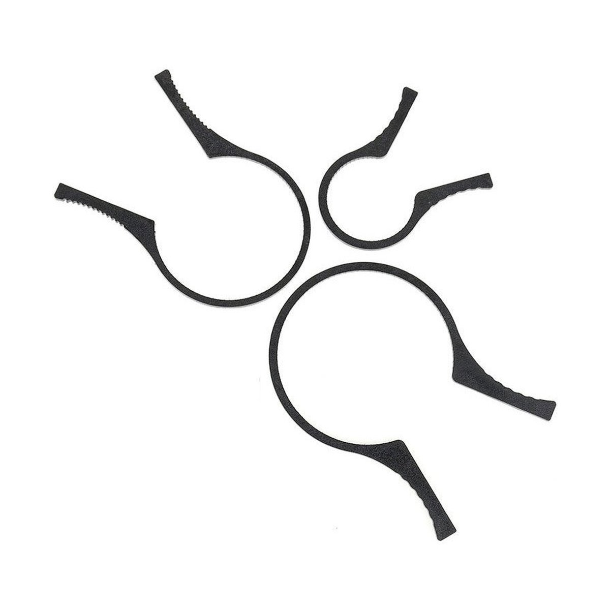 Caruba Filterklemme (Komplettes Set) - Lieferumfang: Vier flexible, schwarze Gummi-Deckelöffner in verschiedenen Größen.
