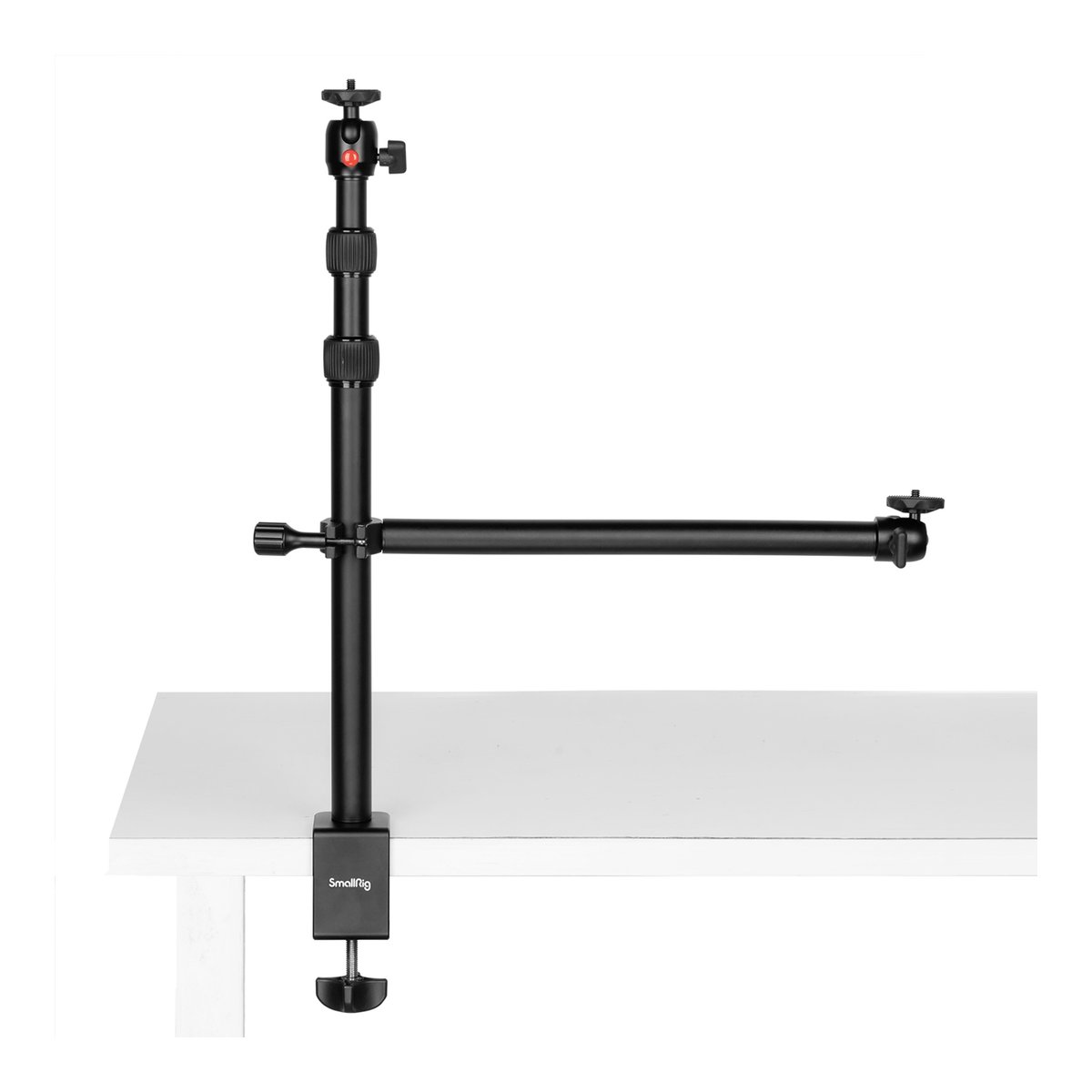 SmallRig3992 Encore DT-30 Tischhalterung mit Haltearm - Anwendungsbeispiel am Tisch: SmallRig Montagesystem mit Gelenkarm und Tischklemme.