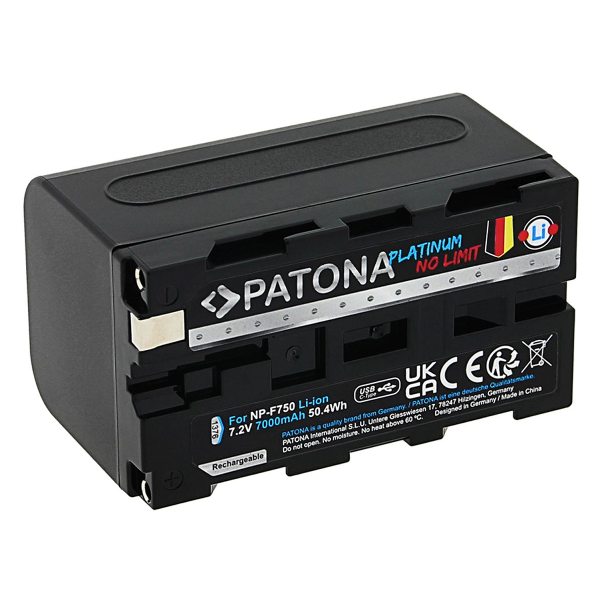 Patona Platinum Akku mit USB-C Input für Sony NP-F750 F330 F530 F550 F930 F920