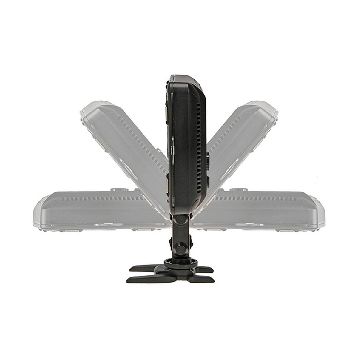 Godox Led 308W II - Seitenansicht des LED-Lichtpanels auf Stativ, zeigt einstellbaren Neigungswinkel.