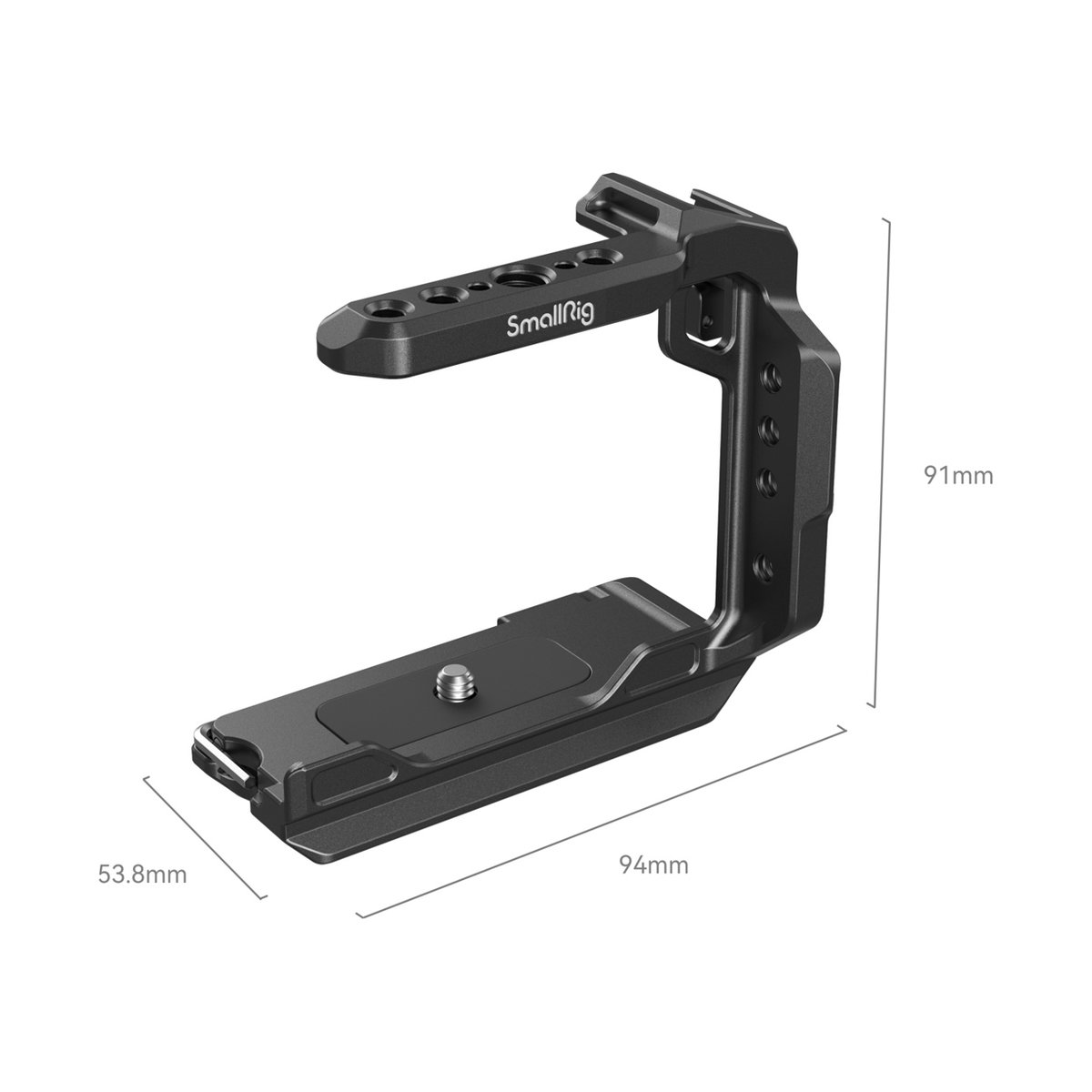 SmallRig 4337 Half Cage für Sony Alpha 6700/6600/6500/6400 - SmallRig L-Bracket: Schräge Ansicht mit Produktmaßen