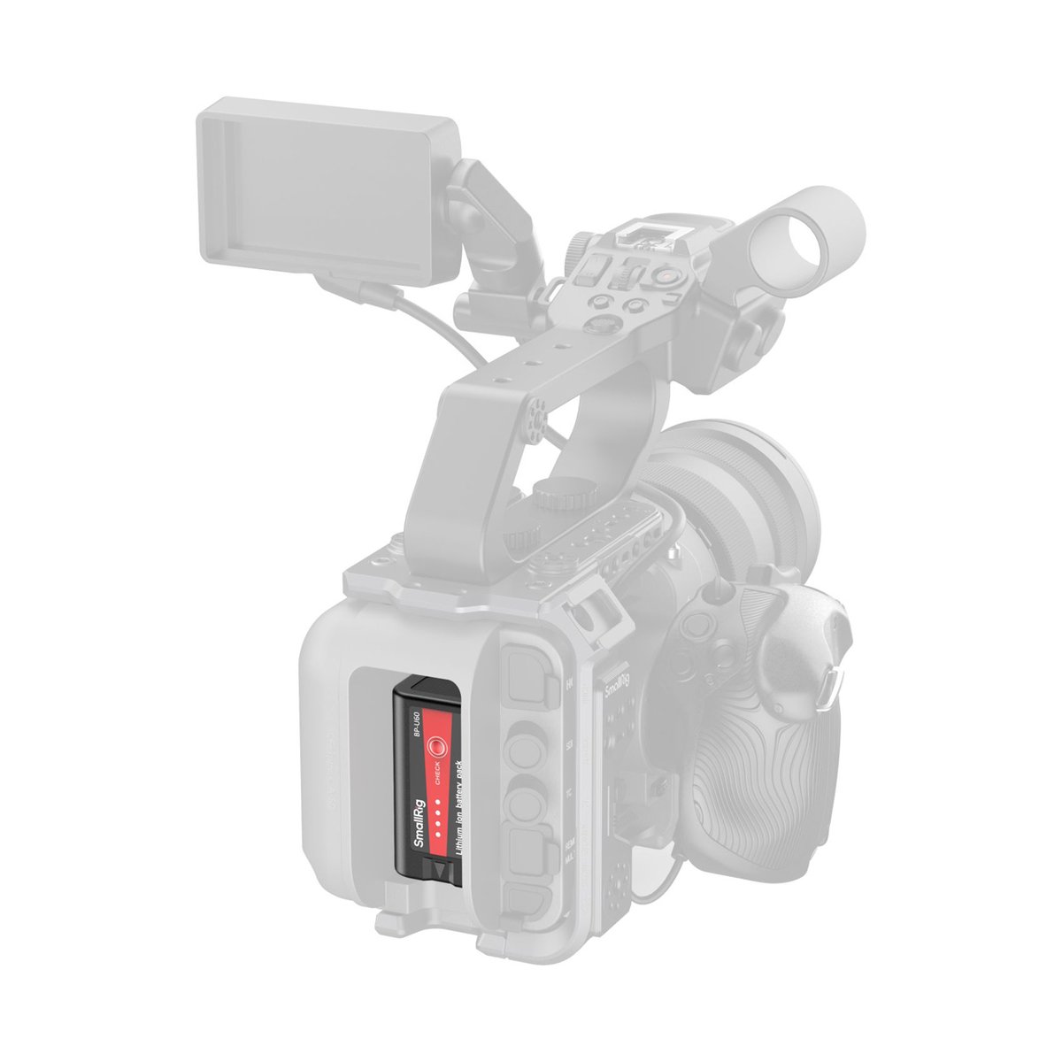 SmallRig 4670 BP-U60 Camcorder Akku - Anwendungsbeispiel: SmallRig Akku in Kamera eingesetzt.
