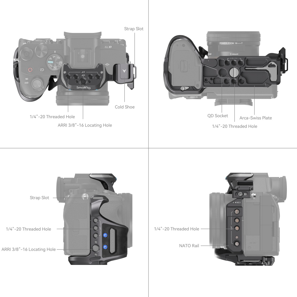 SmallRig 3708 Rhinoceros Basic Cage Kit für Sony Alpha 7R V / Alpha 7 IV / Alpha 7S III