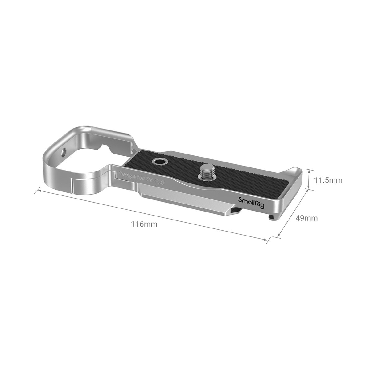 SmallRig 3524 Erweiterungsgriff Sony ZV-E10, silber - SmallRig Kameragriff-Basisplatte: Isometrische Ansicht mit Abmessungen