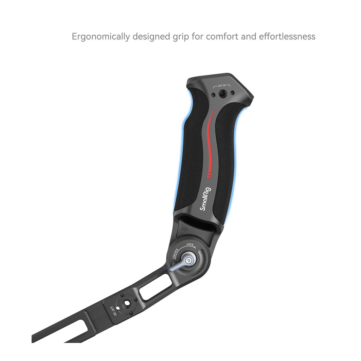 SmallRig 3028C Handgriff für DJI Gimbal - Detailansicht des ergonomischen SmallRig Kameragriffes mit verstellbarem Gelenk.