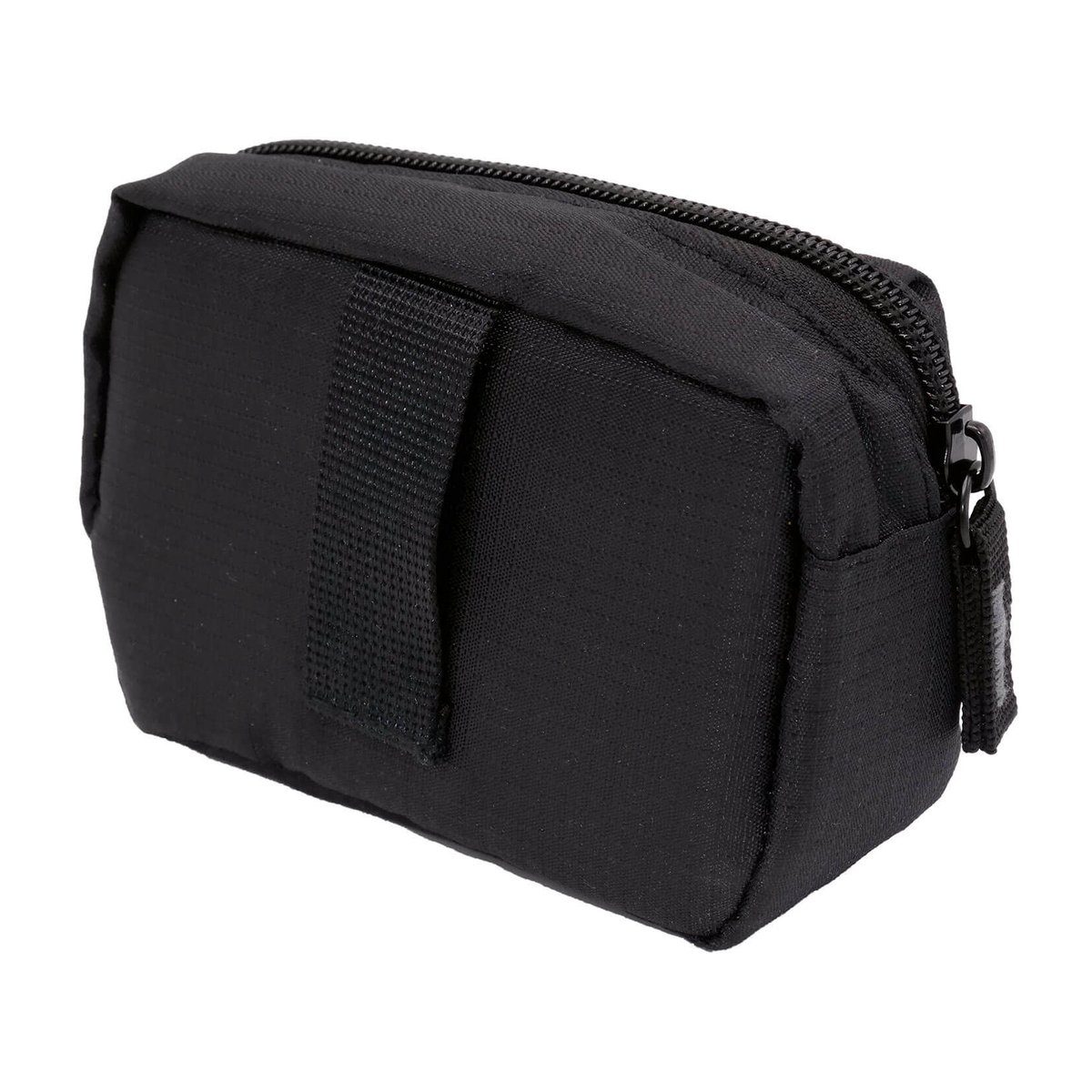 Caruba Compex Medium 10 - Seitenansicht der schwarzen Tasche mit Reißverschluss und Befestigungsschlaufe.