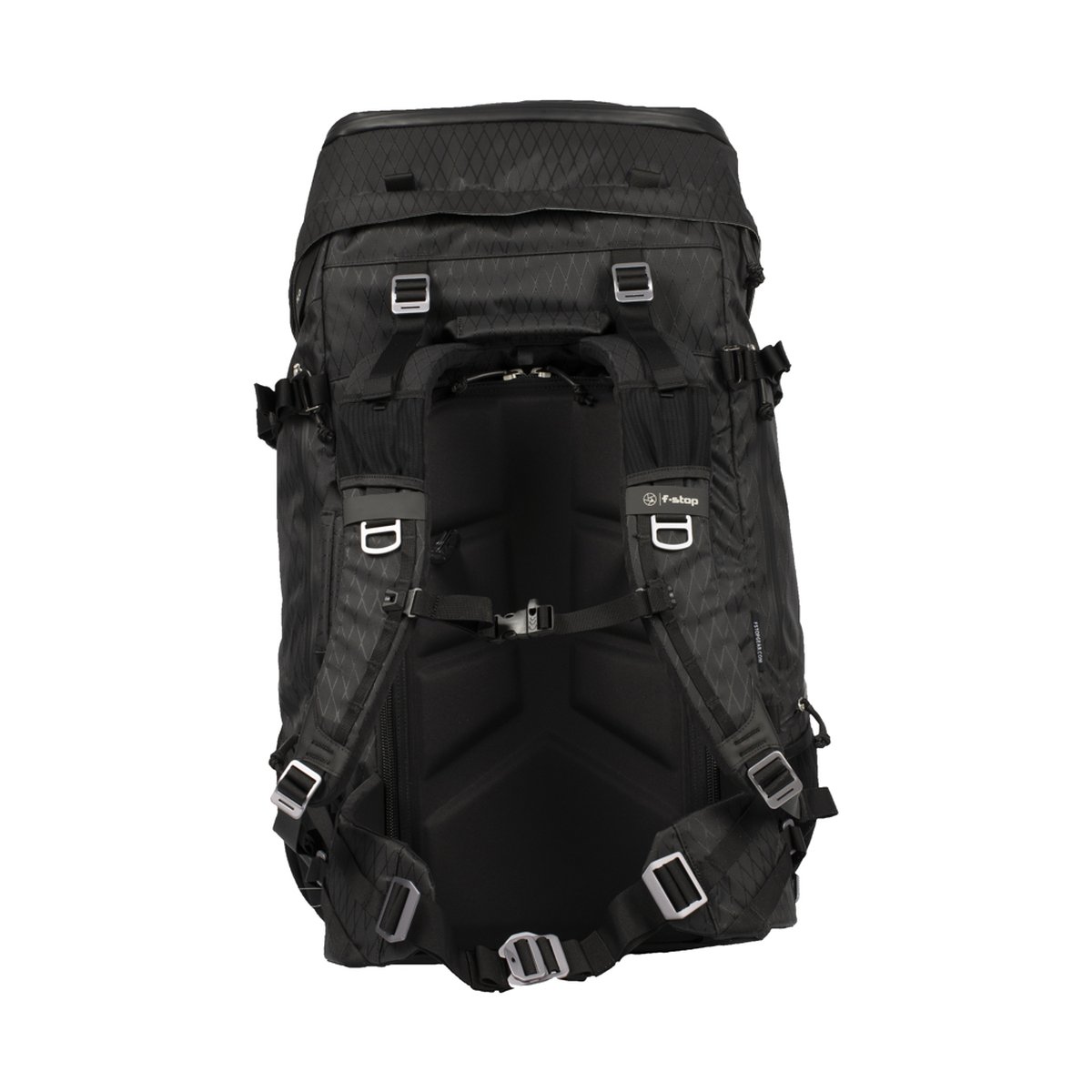 F-Stop DuraDiamond Shinn Essentials Bundle - Anthrazit - Rückansicht des schwarzen f-stop Rucksacks mit Schultergurten und Rückenpolsterung
