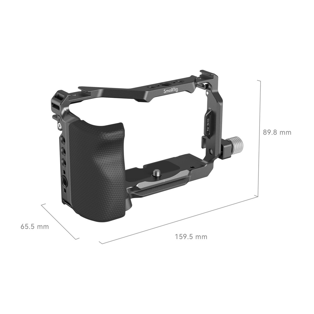 SmallRig 4257 Cage Kit Sony ZV-E1 - Isometrische Ansicht eines SmallRig Kamera-Cages mit Produktmaßen