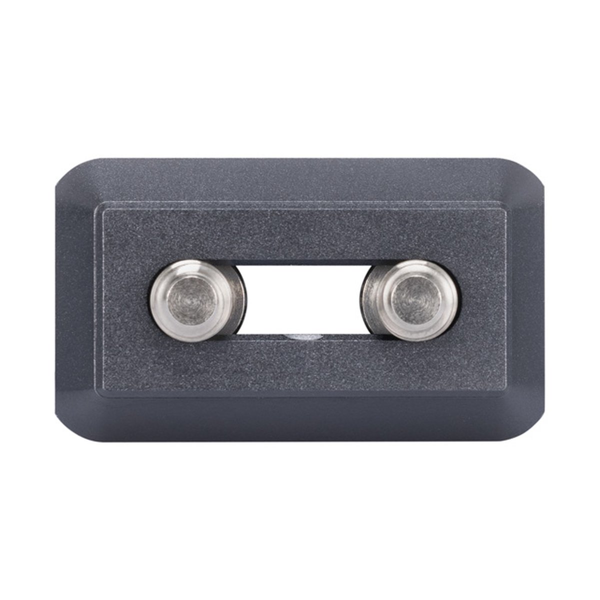 Falcam F22 Three-position Quick Release Plaat 2537 - Detailansicht eines grauen Verbindungselements mit zwei Befestigungsbolzen