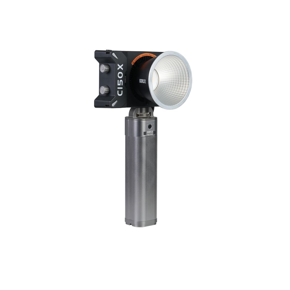 Sirui C150X Lite Mini LED Bicolor Dauerleuchte mit Reflektor und Akkugriff Seitenansicht