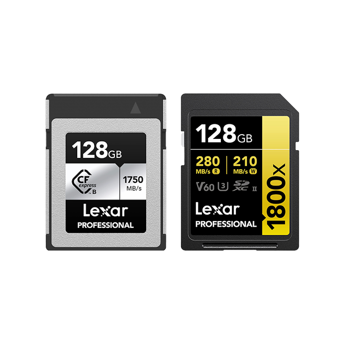 Lexa 128GB CFexpress Pro Silber Typ B mit Lexar 128GB SDXC Pro Gold Speicherkarten