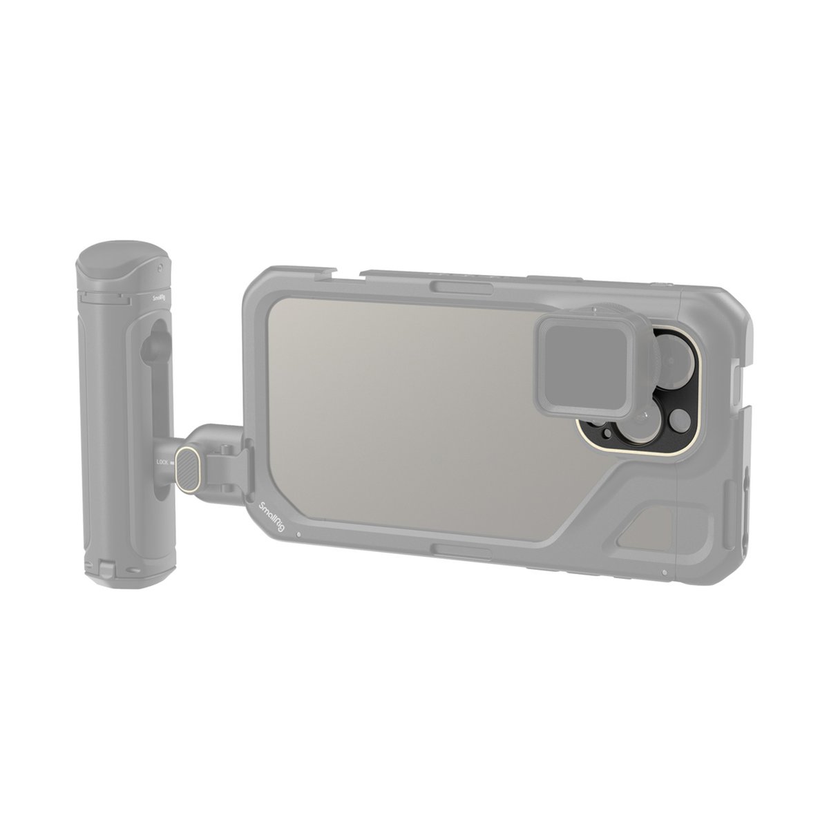 SmallRig 4394 Gewindelinse Rückenscheibe für iPhone 15 Pro Max/ 15 Pro Cage - RÜCKANSICHT SMARTPHONE-GEHÄUSE MIT HANDLE UND FILTERHALTERUNG