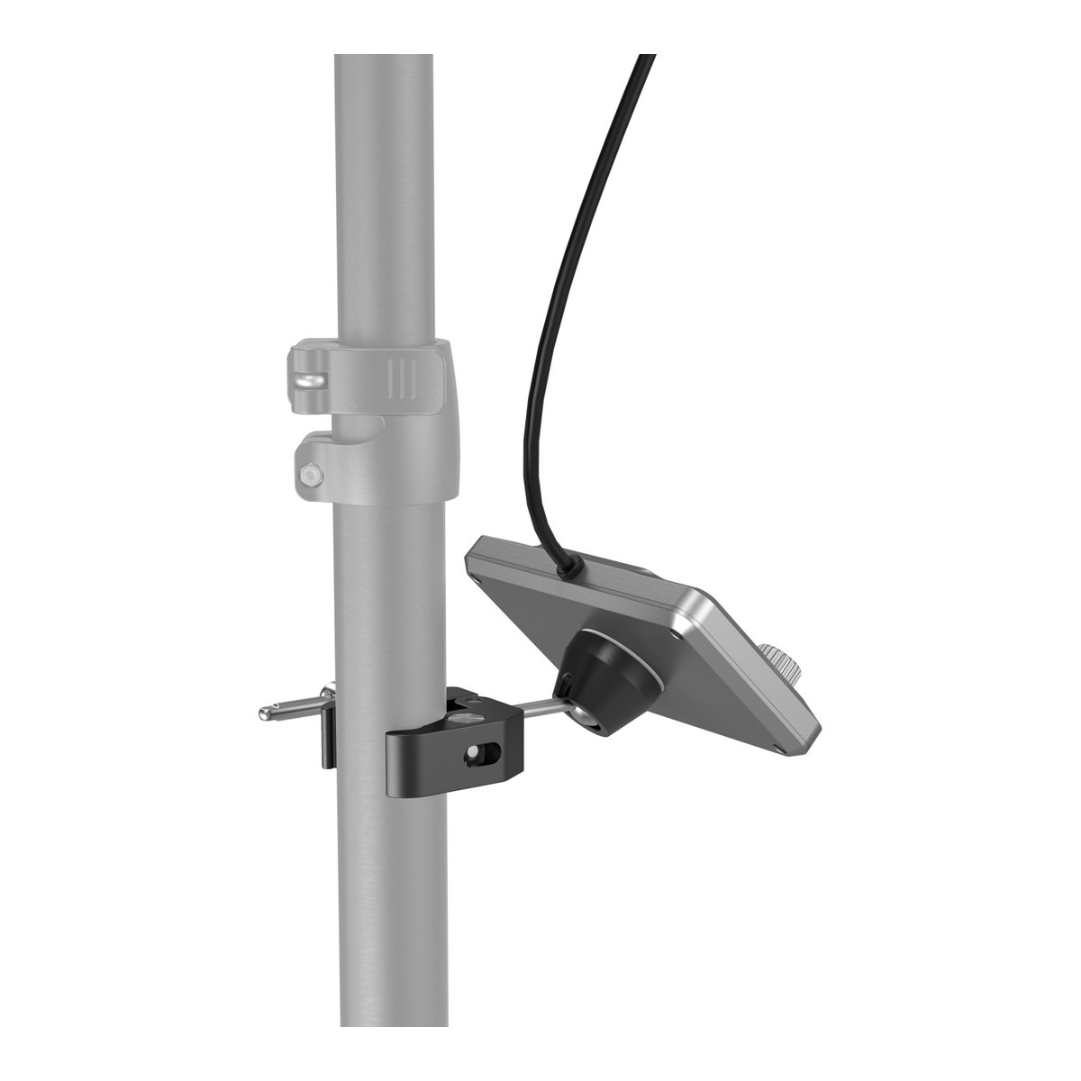 SmallRig 3980 Bedienfeld COB LED- Videoleuchte - Detailansicht: Gerätebefestigung mit schwarzer Klemme an grauer Stange. SmallRig 3980 Bedienfeld COB LED- Videoleuchte - Detailansicht: Gerätebefestigung mit schwarzer Klemme an grauer Stange.