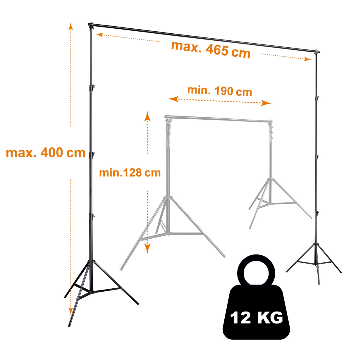 Walimex pro Hintergrundsystem XXL 190-465 cm