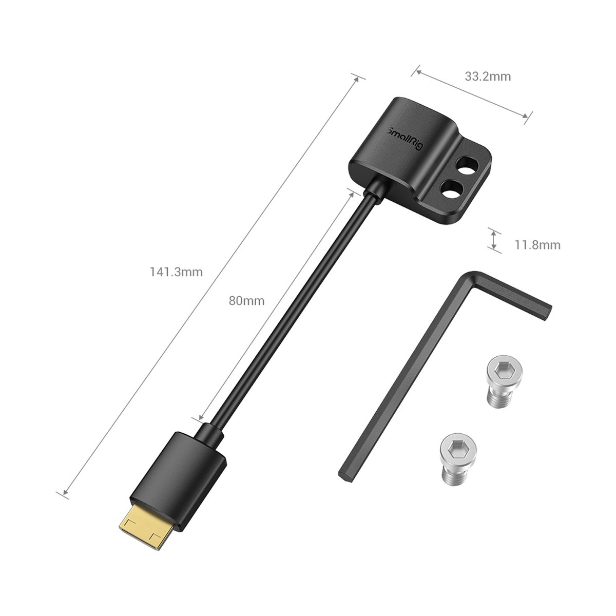 SmallRig 3020 Ultra Slim 4K HDMI Adapterkabel C auf A - LIEFERUMFANG UND ABMESSUNGEN