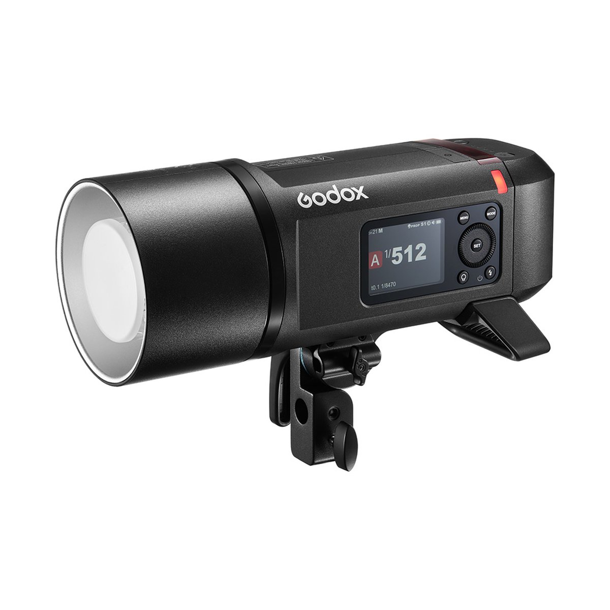 Godox Witstro AD600Pro II - Godox Studioblitz: Produktansicht von vorne mit Leuchtkopf und Display.