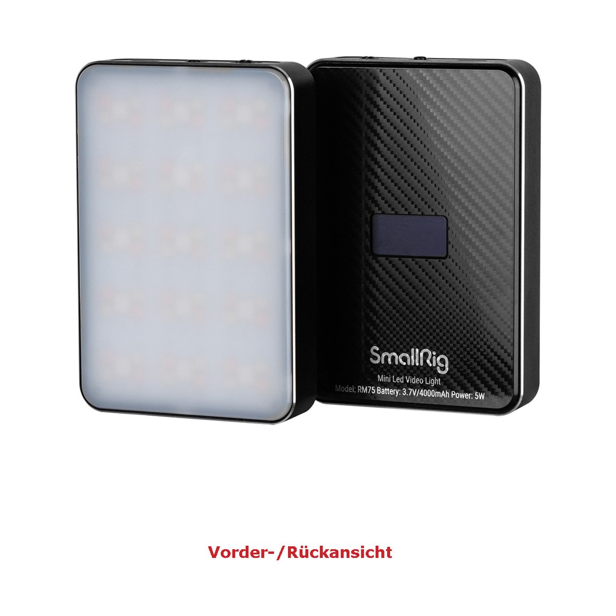 SmallRig 3290 RM75 RGBWW Videolicht - Vorder- und Rückansicht des SmallRig Mini LED Videolichts