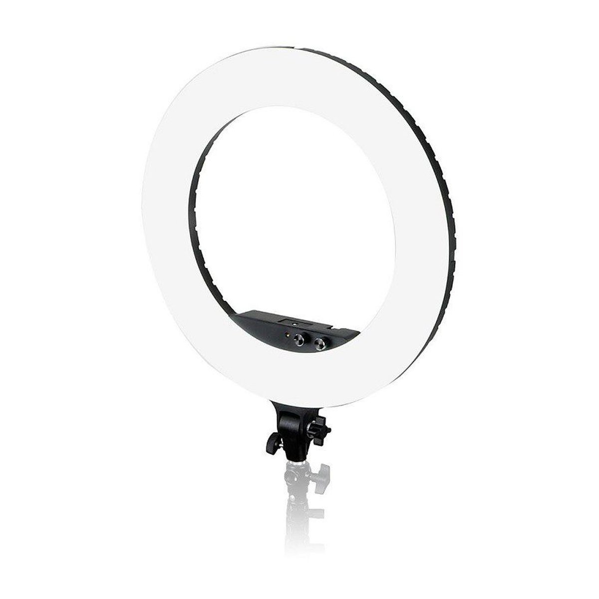 Caruba Vlogger 18 Zoll rund LED, Economy Set mit Tasche - Schwarz - Leuchtendes Ringlicht, Frontansicht