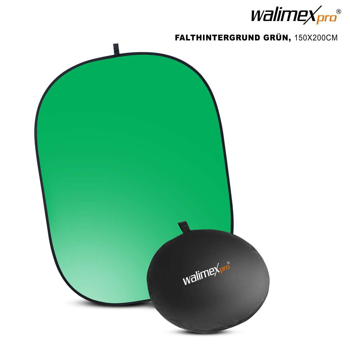 Walimex pro Falthintergrund grün, 150x200cm Walimex pro Falthintergrund grün, 150x200cm