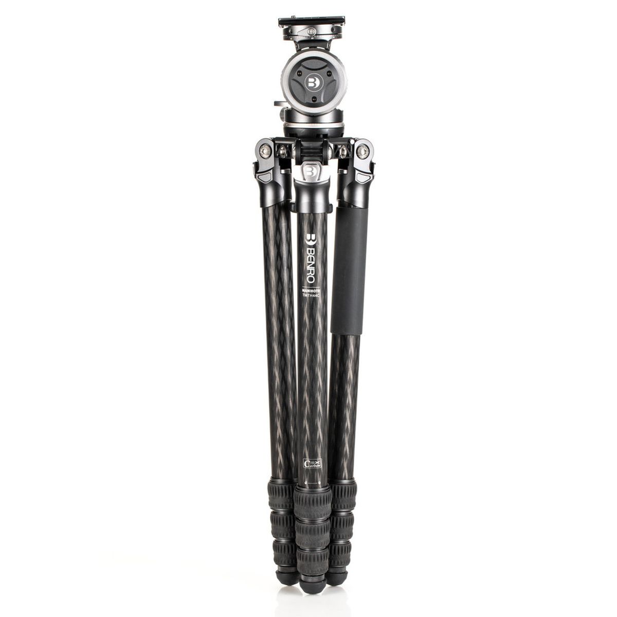 Benro Mammoth TMTH44C CF-Stativ mit WH15 Wildlife-Kopf Gesamtaufnahme mit zusammengeklappten Stativbeinen