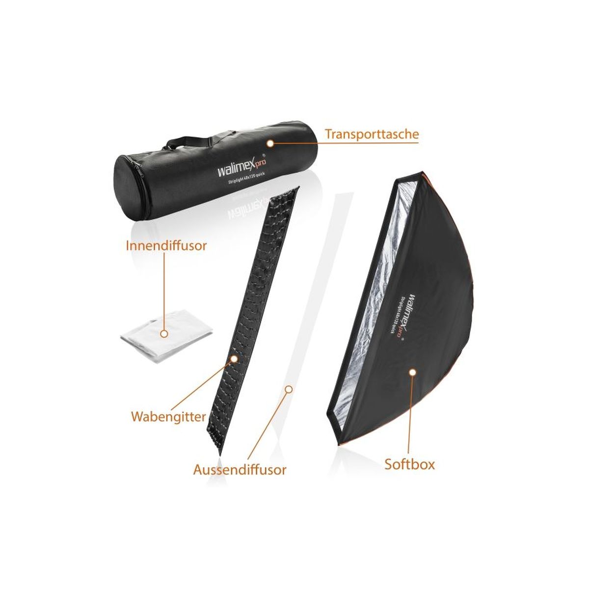 Walimex pro Studio Line Striplight Softbox QA 40x120cm mit Softboxadapter Elinchrom