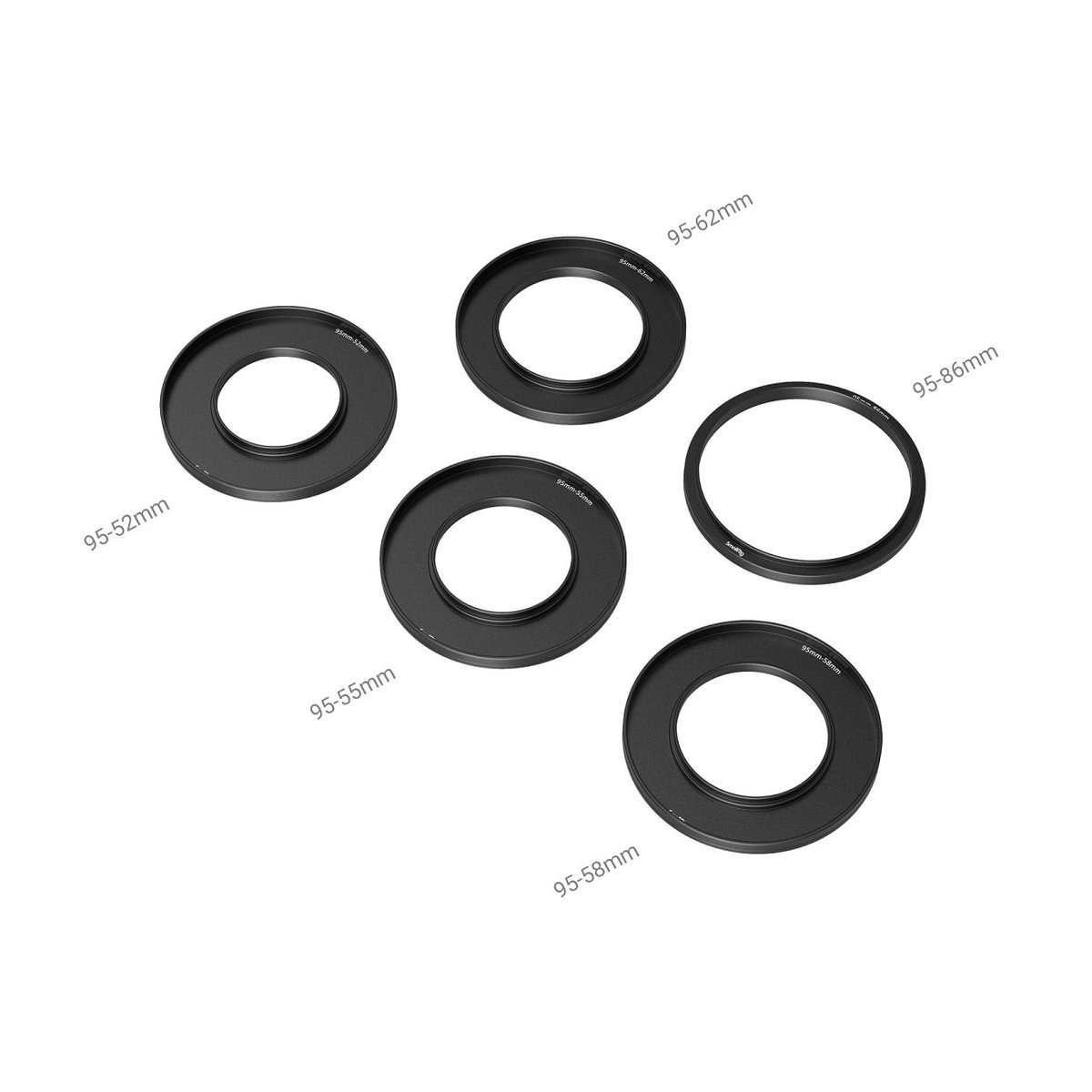 SmallRig 3383 Adapter Ring Kit - Lieferumfang: Fünf schwarze Step-Down-Ringe in verschiedenen Größen