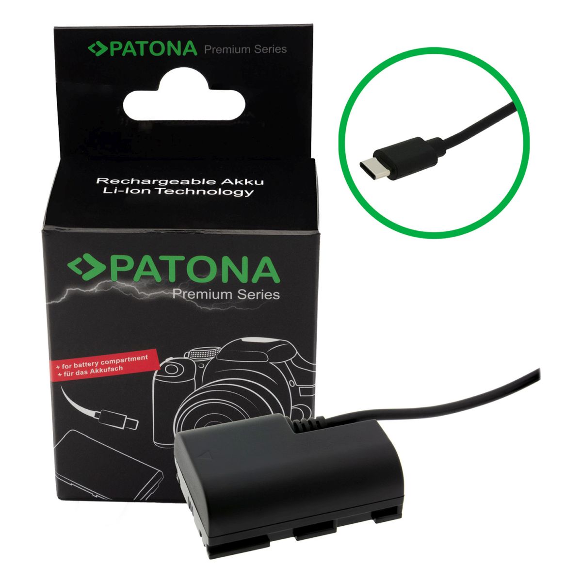 PATONA Premium USB-C Input Akku-Adapter für Canon LP-E6P