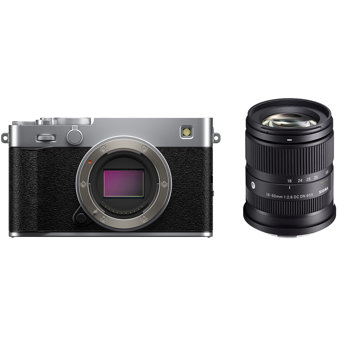 Fujifilm X-E5 Silber mit Sigma 18-50 mm 1:2,8