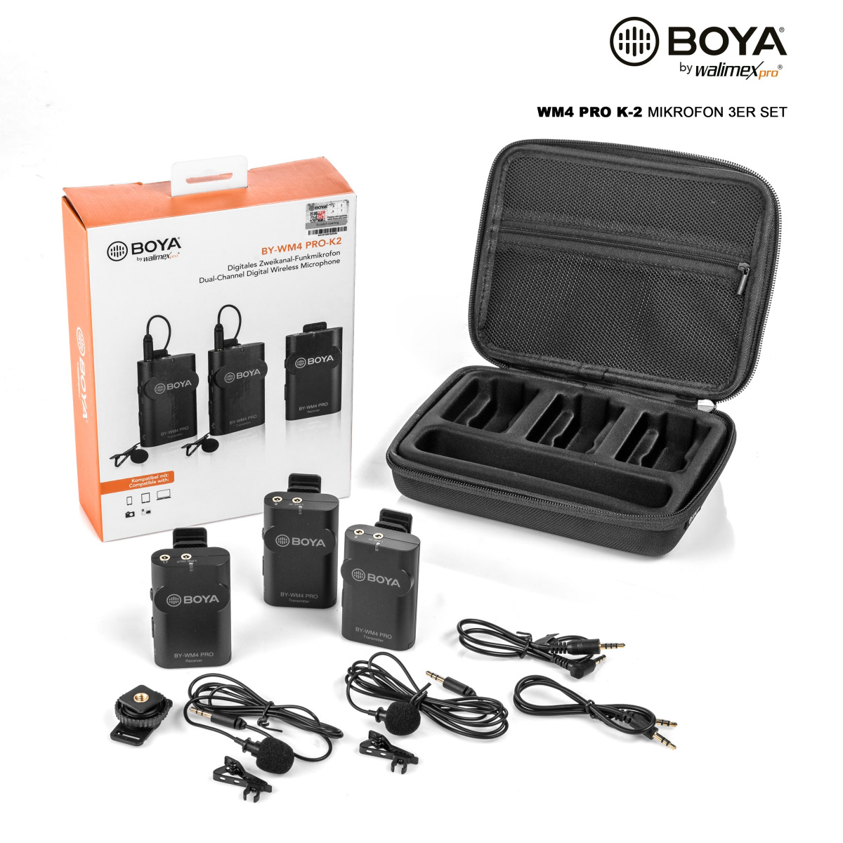 Walimex pro Boya WM4 Pro K-2 Mikrofon 3er Set