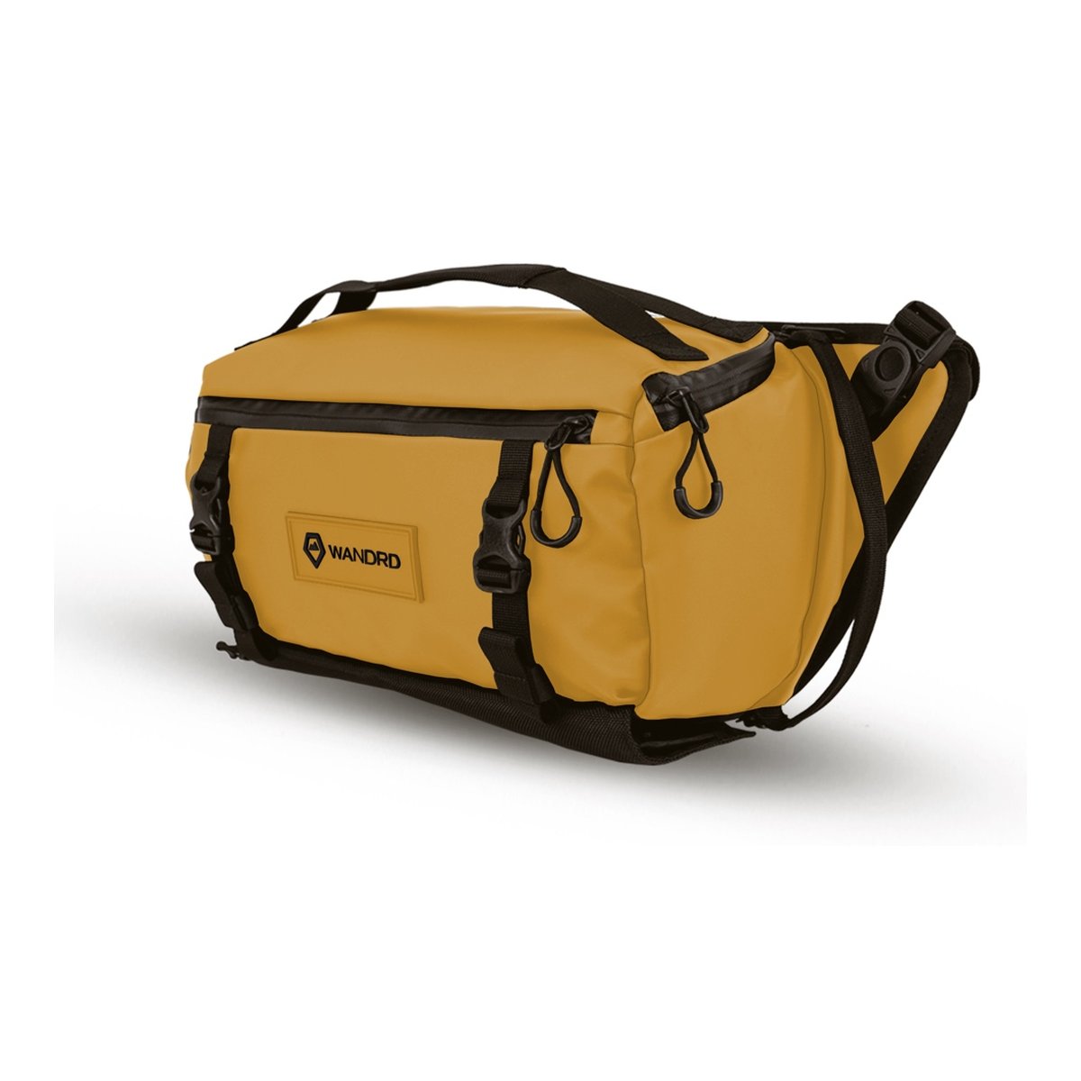 WANDRD ROGUE Sling 9L Dallol Yellow - Schräge Ansicht einer gelben WANDRD Gürteltasche mit Reißverschluss, Griff und Haken. WANDRD ROGUE Sling 9L Dallol Yellow - Schräge Ansicht einer gelben WANDRD Gürteltasche mit Reißverschluss, Griff und Haken.