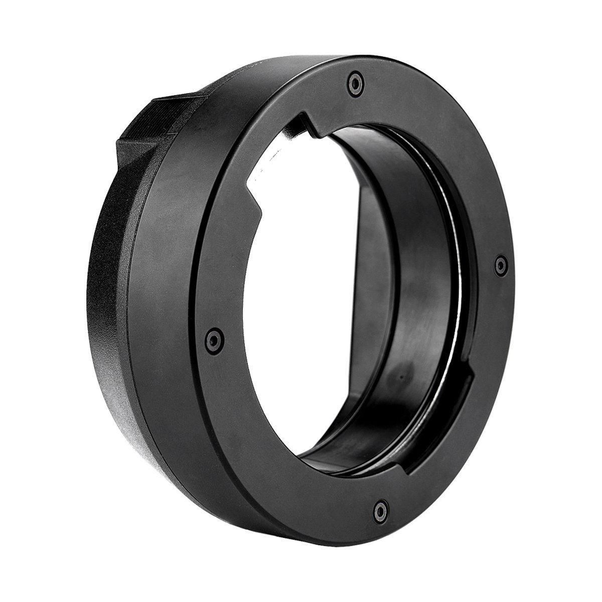 Godox Broncolor Halterung für AD400/300 PRO - PERSPEKTIVANSICHT EINES SCHWARZEN, RUNDEN MONTAGEADAPTERS