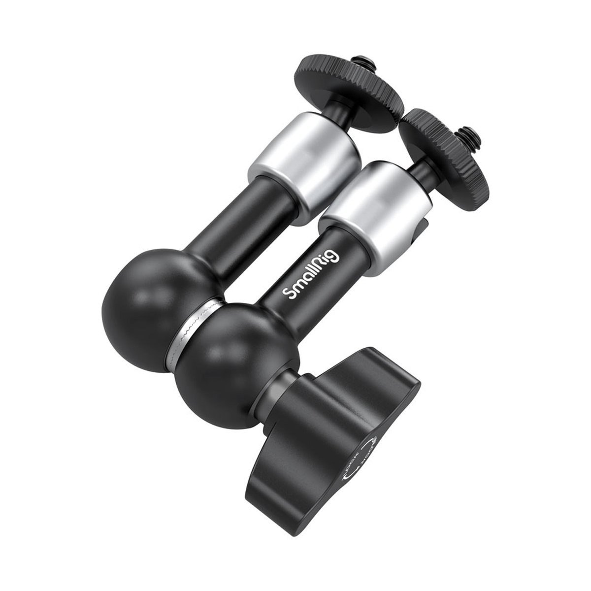 SmallRig 2065B Gelenkarm - Produktansicht des SmallRig Gelenkarms mit zwei Kugelköpfen und Feststellgriff. SmallRig 2065B Gelenkarm - Produktansicht des SmallRig Gelenkarms mit zwei Kugelköpfen und Feststellgriff.