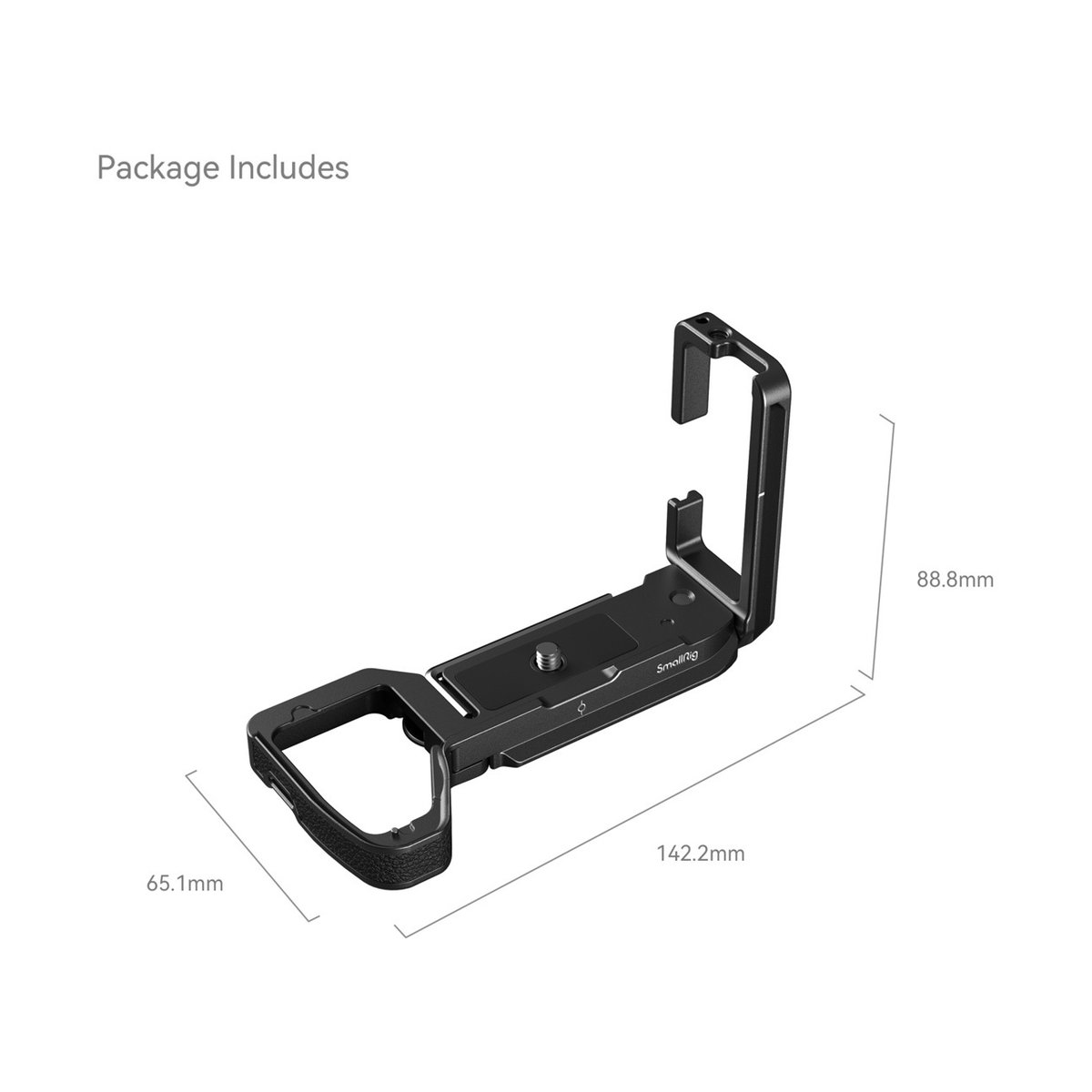 SmallRig 3660B L- Bracket für Sony Alpha 7R V/ IV / 7S SIII / Alpha 1/7R IV/ 9 II - Isometrische Ansicht des Kamerakäfigs mit Produktabmessungen