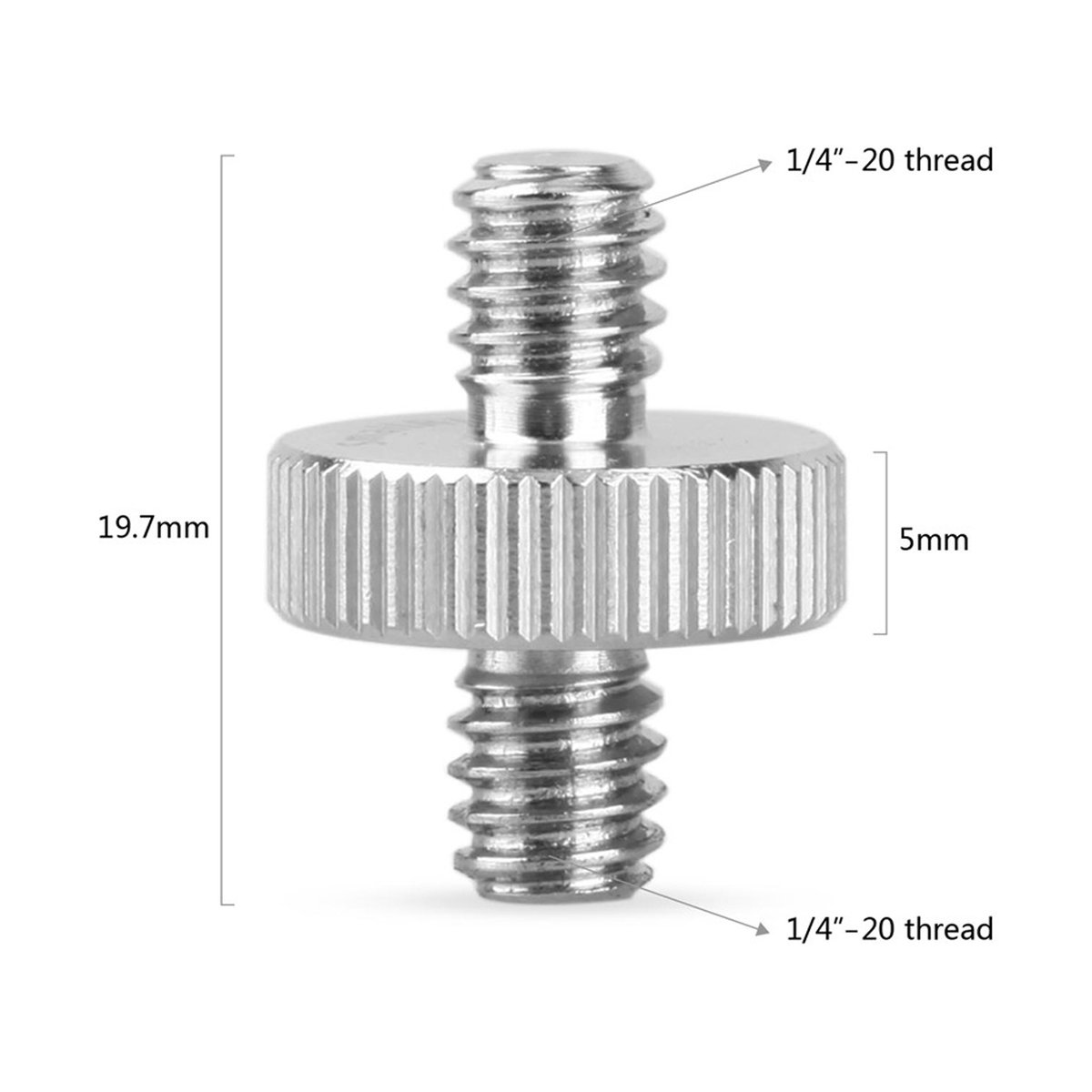 SmallRig 828 1/4" Double End Stud Doppelendbolzen - Detailansicht: 1/4"-20 Gewindeadapter mit Abmessungen