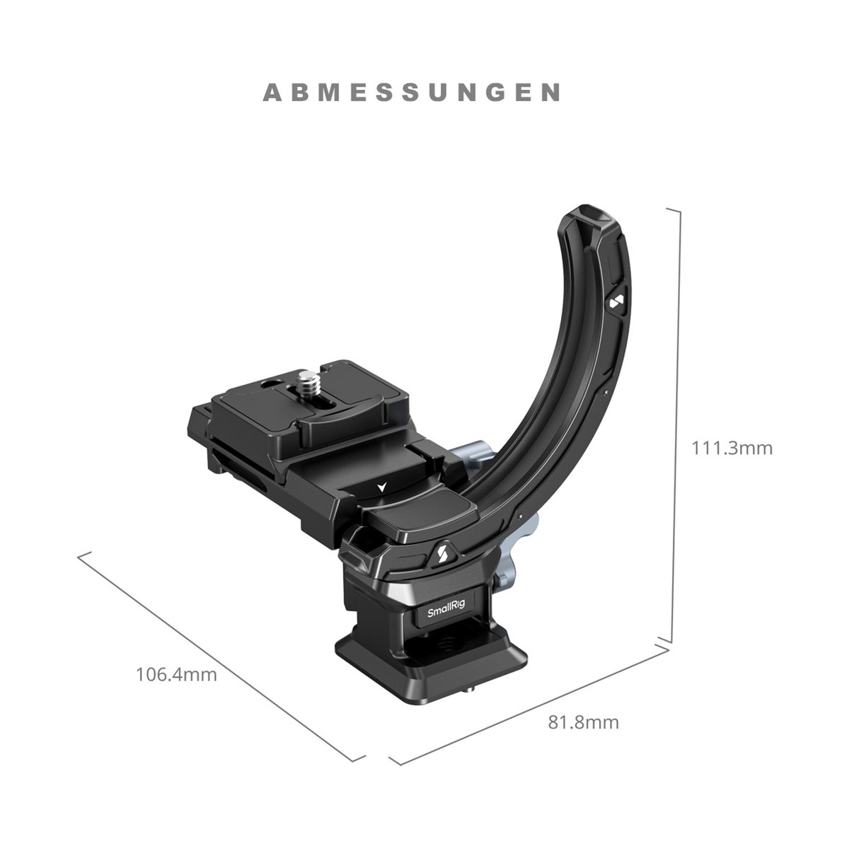 SmallRig 4349 Horizontal-to-Vertical Mount Plate Kit für spiegellose Kameras - Abmessungen der SmallRig Kamerahalterung.