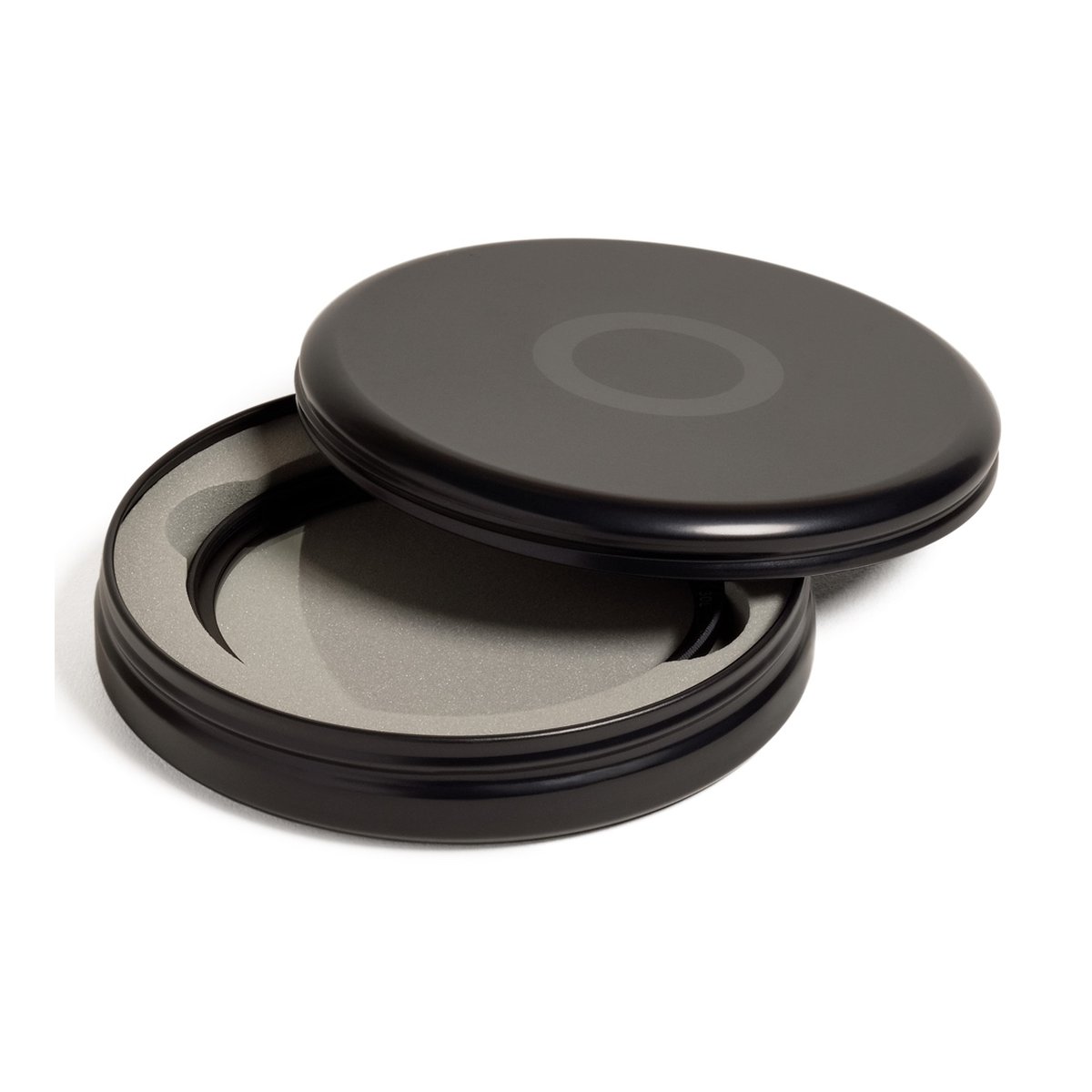 Urth 37mm UV-Objektivfilter - Offene schwarze runde Aufbewahrungsbox mit grauer Schaumstoffeinlage