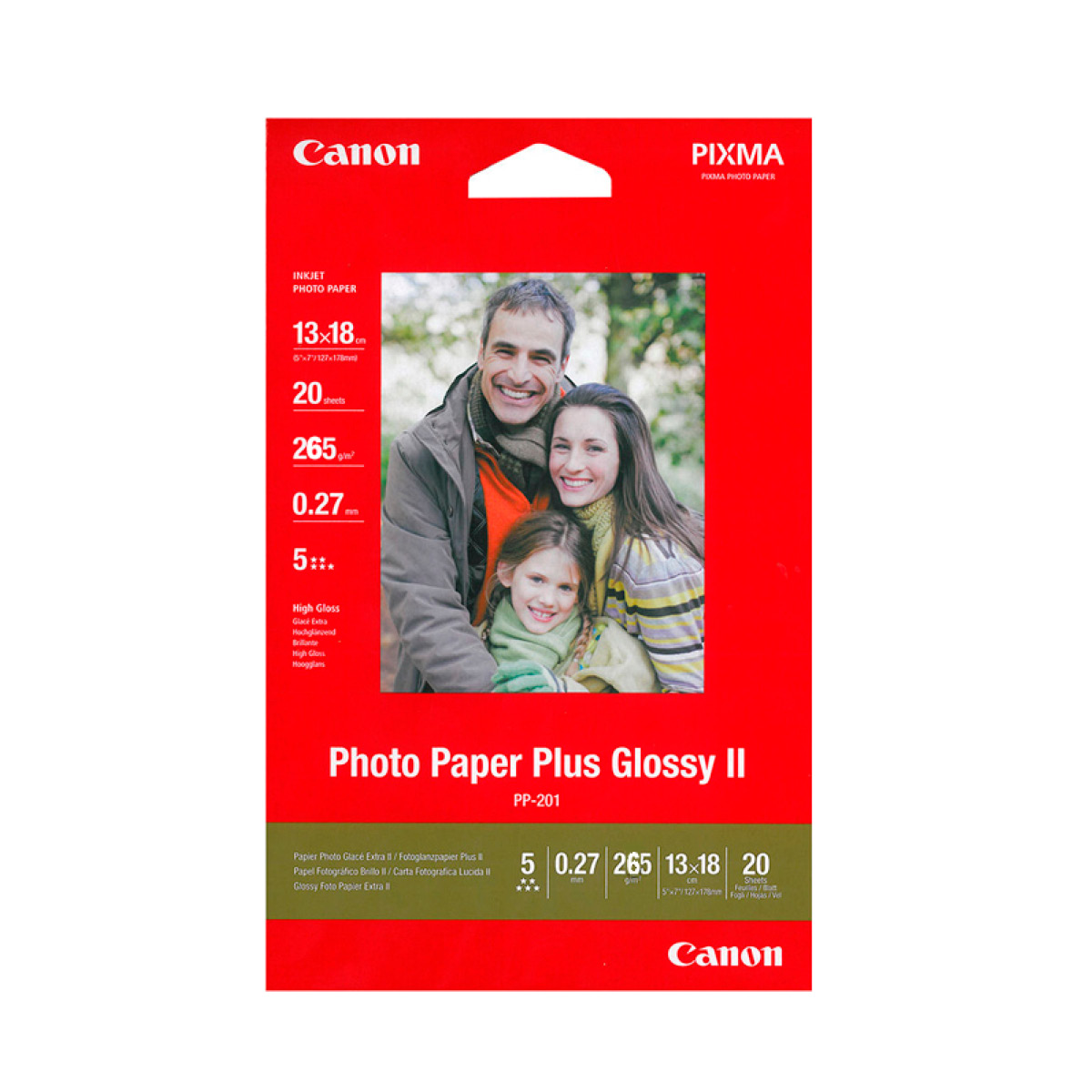 Canon PP-201 Fotoglanzpapier Plus II 13x18, 20 Blatt 265g/m Canon PP-201 Fotoglanzpapier Plus II 13x18, 20 Blatt 265g/m
