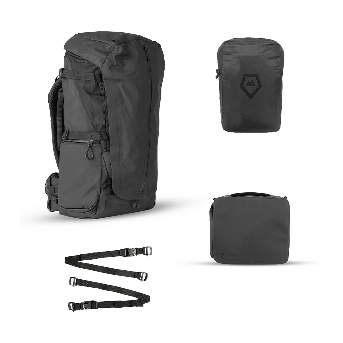Wandrd Fernweh M/L Black Photo Bundle - Lieferumfang: Schwarzer Rucksack mit Zubehör (Packtasche, Etui, Gurte)
