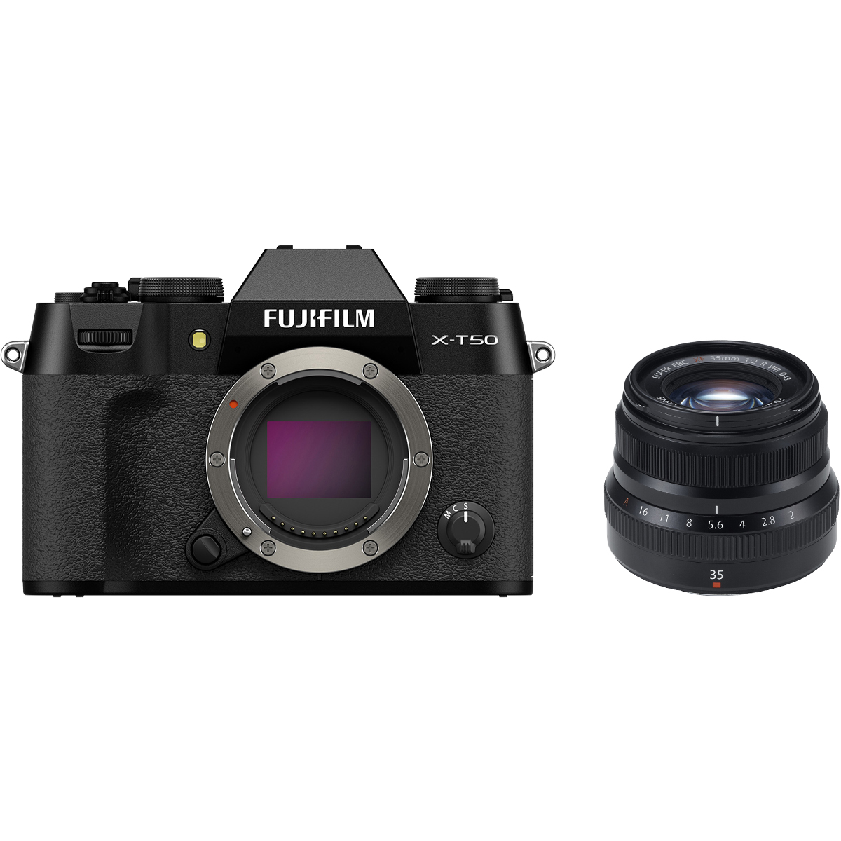 Fujifilm X-T50 Schwarz + Fujifilm 35 mm 1:2,0 XF R WR Schwarz